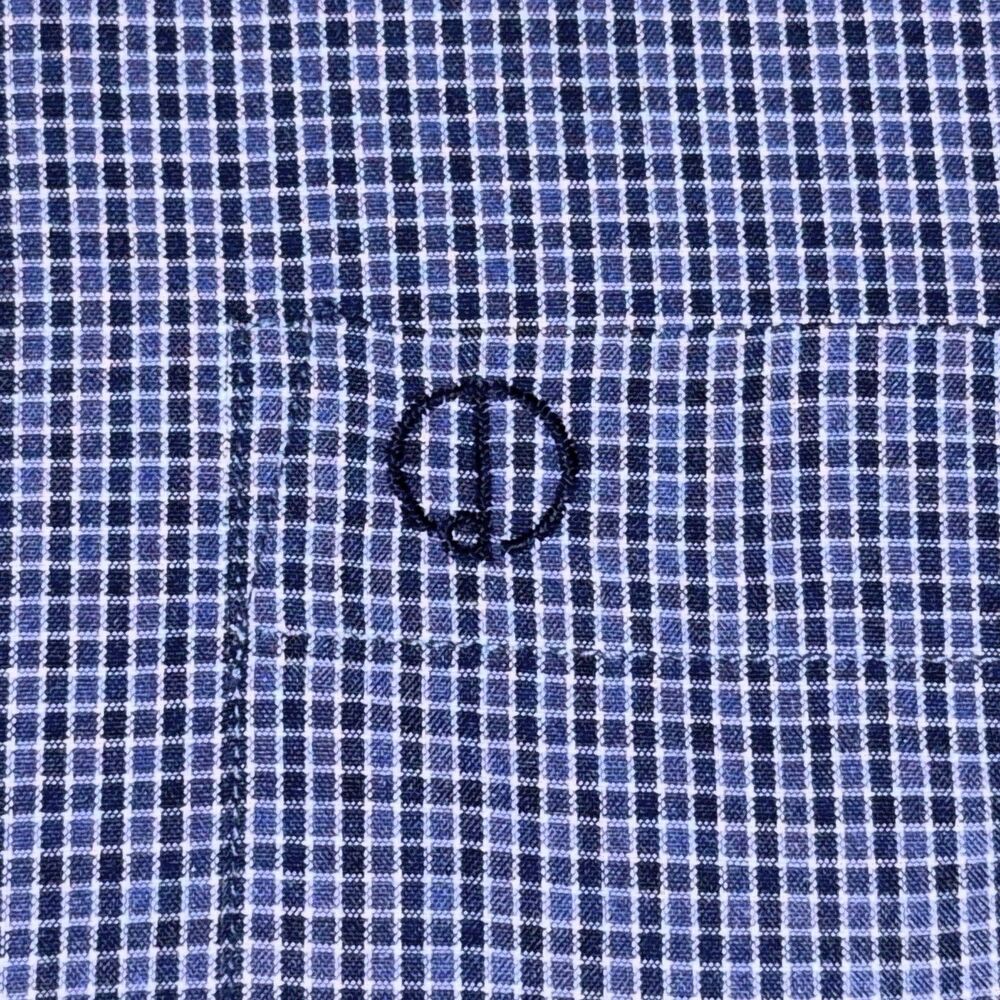 Dunhill Mens Shirt 16 32/33 Blue Check Button Down Made Italy Logo - Picture 5 of 7